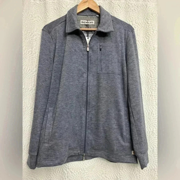 Pino Porte Track Jacket Small Mens Blue Full Zip Long Sleeve Pockets Stretch NWT - Picture 12 of 14